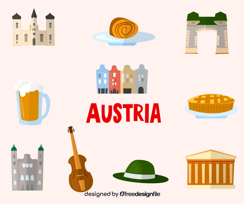 Austria icons set vector