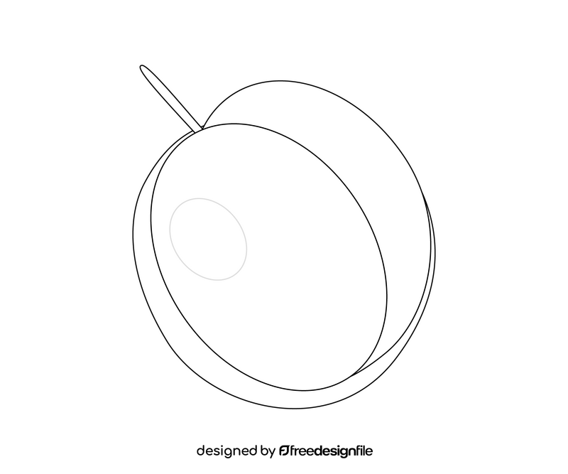 Plum fruit black and white clipart