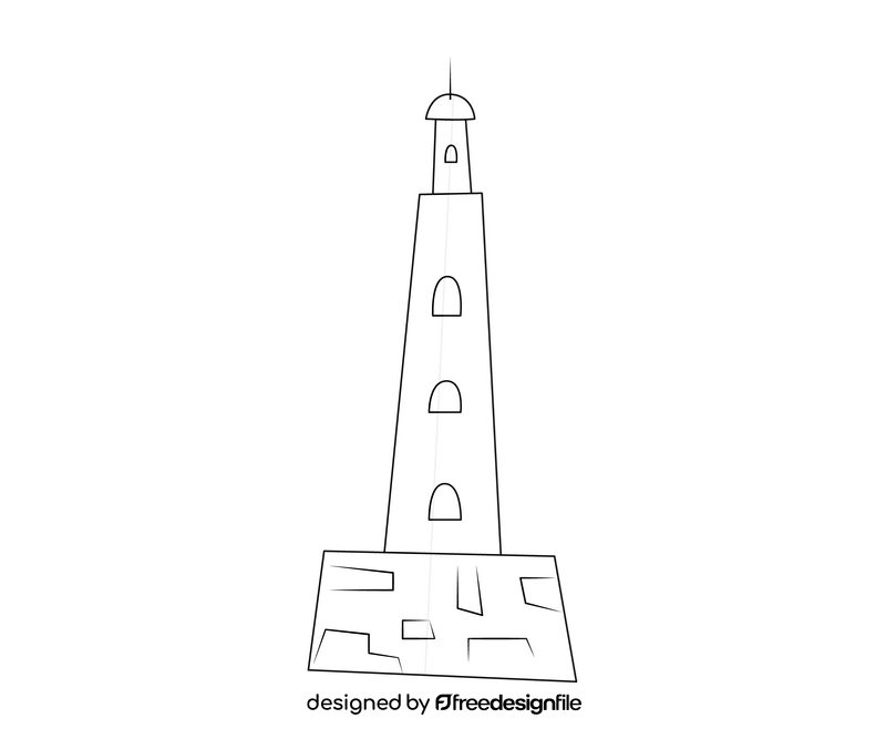 Lighthouse Havana Cuba black and white clipart