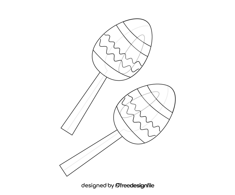 Cartoon Cuban maracas black and white clipart