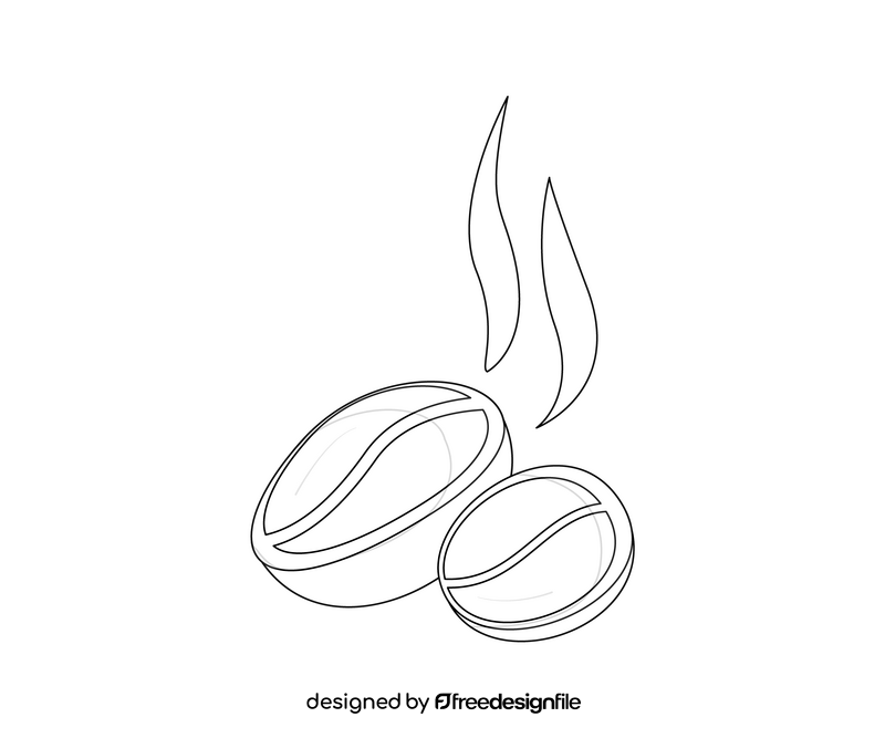 Coffee beans illustration black and white clipart