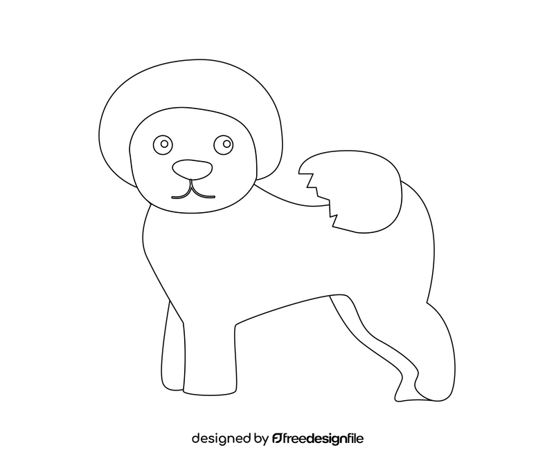 Bichon Frise dog black and white clipart