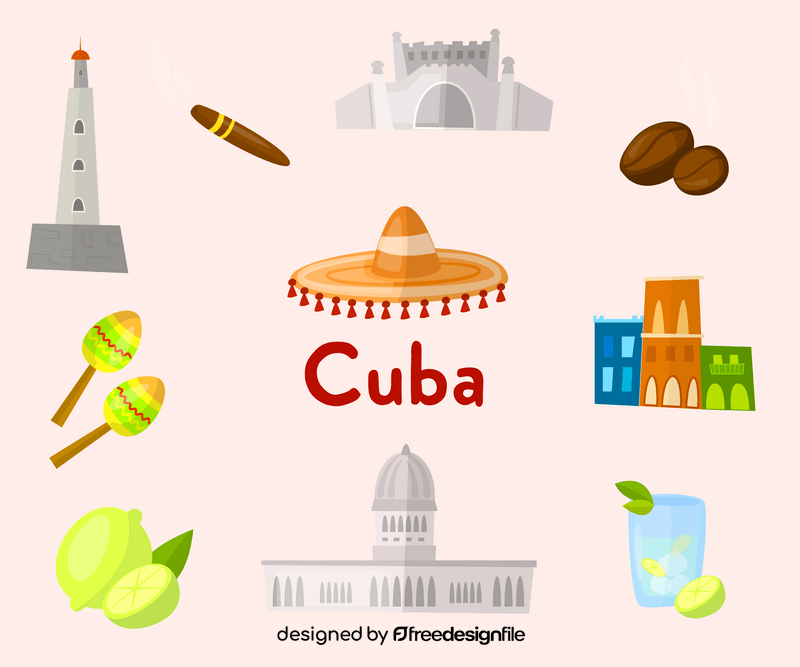 Set of Cuba icon vector