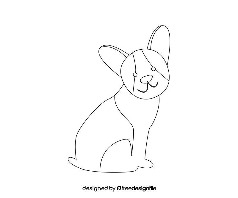 French Bulldog dog black and white clipart