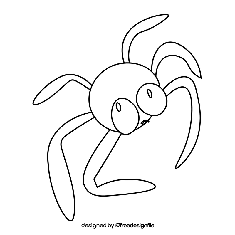 Spider cartoon drawing black and white clipart