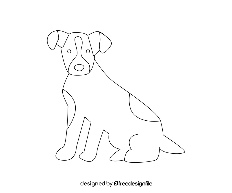 Russell Terrier dog drawing black and white clipart