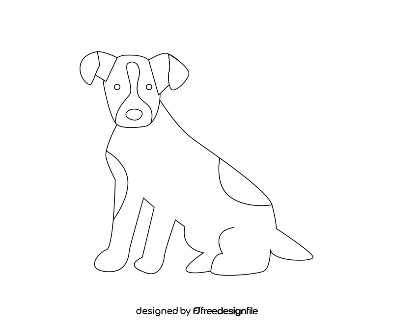 Russell Terrier dog drawing black and white clipart