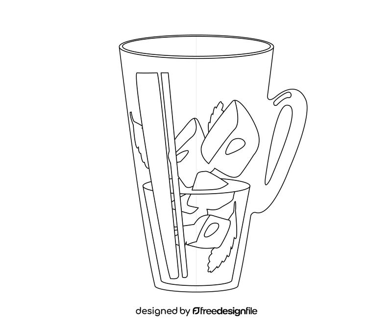 Fresh apple juice illustration black and white clipart