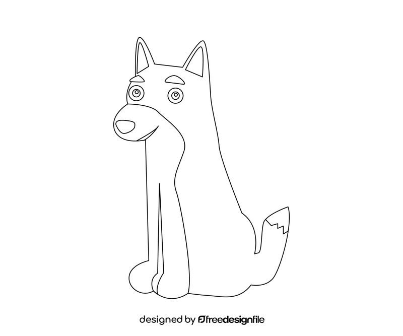 Husky dog cartoon black and white clipart