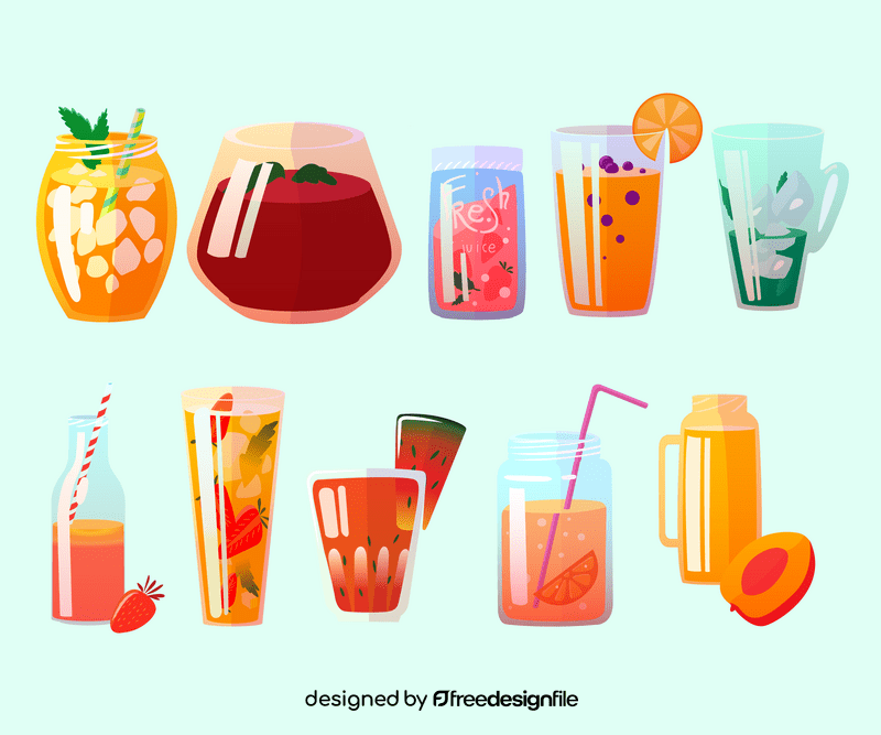 Fresh fruit juices vector