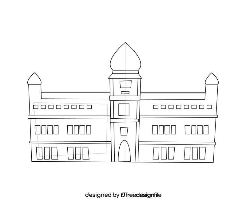 Royal Castle, Poznan, Poland black and white clipart