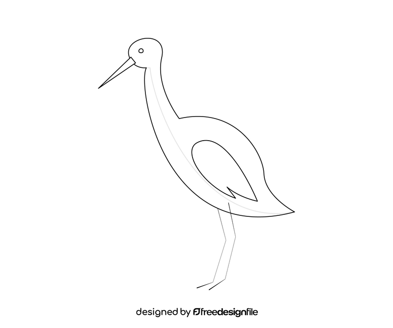 Cartoon heron black and white clipart