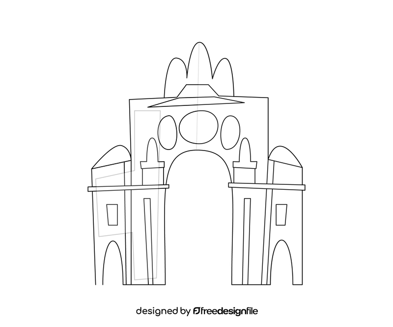 Rua Augusta Arch, Portugal black and white clipart