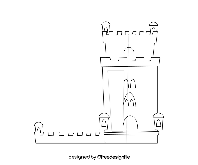 Belem Tower, Portugal black and white clipart