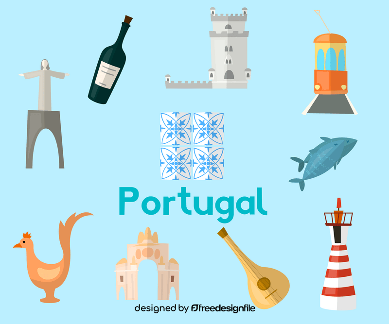 Portugal icons set vector