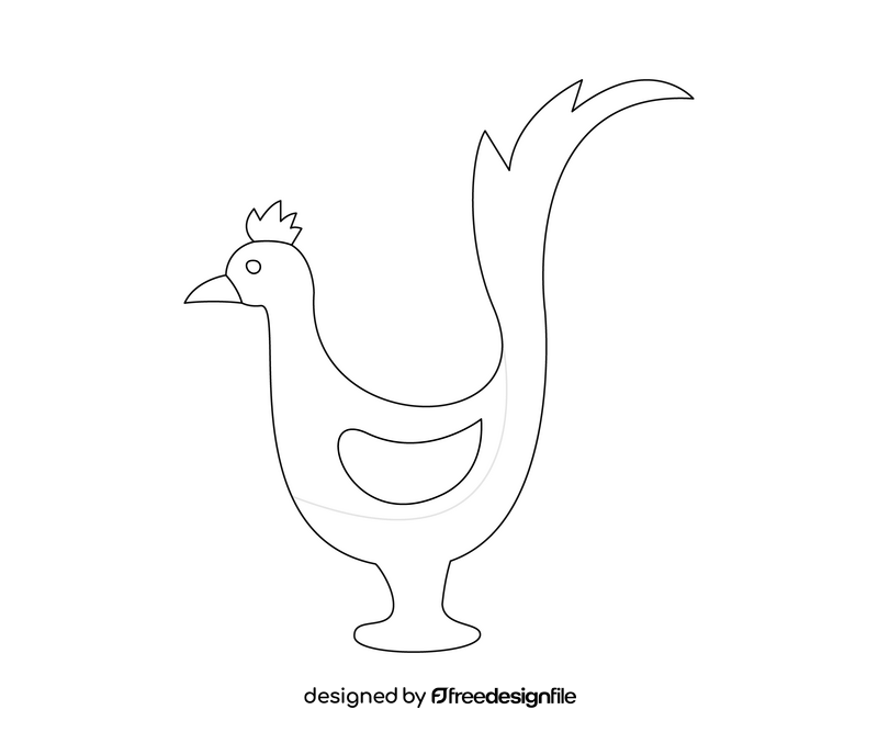 Cartoon Rooster of Barcelos black and white clipart