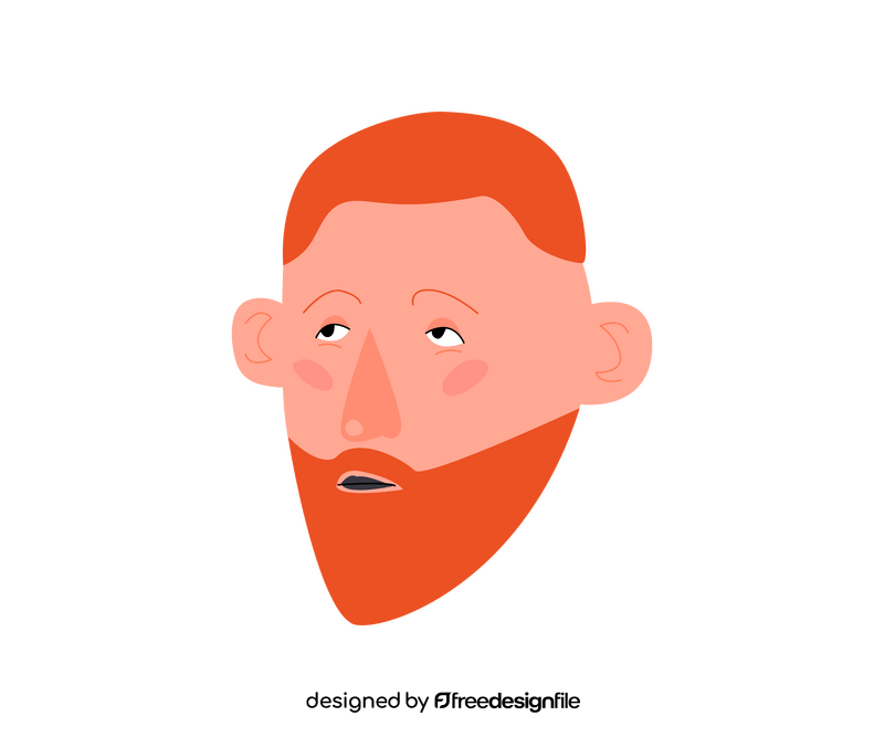 Red hair, red beard man face clipart