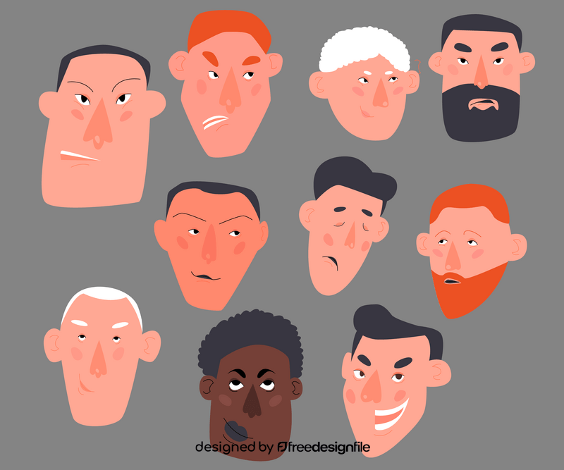 Male face avatar portraits vector
