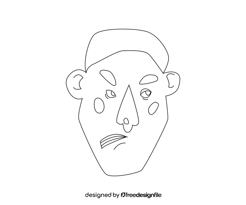 Angry man face illustration black and white clipart