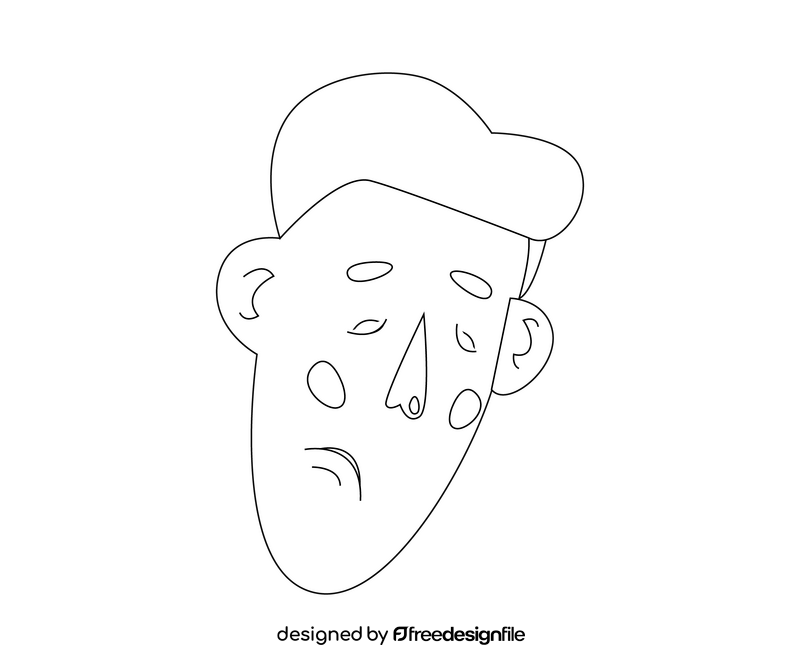 Sad male face black and white clipart