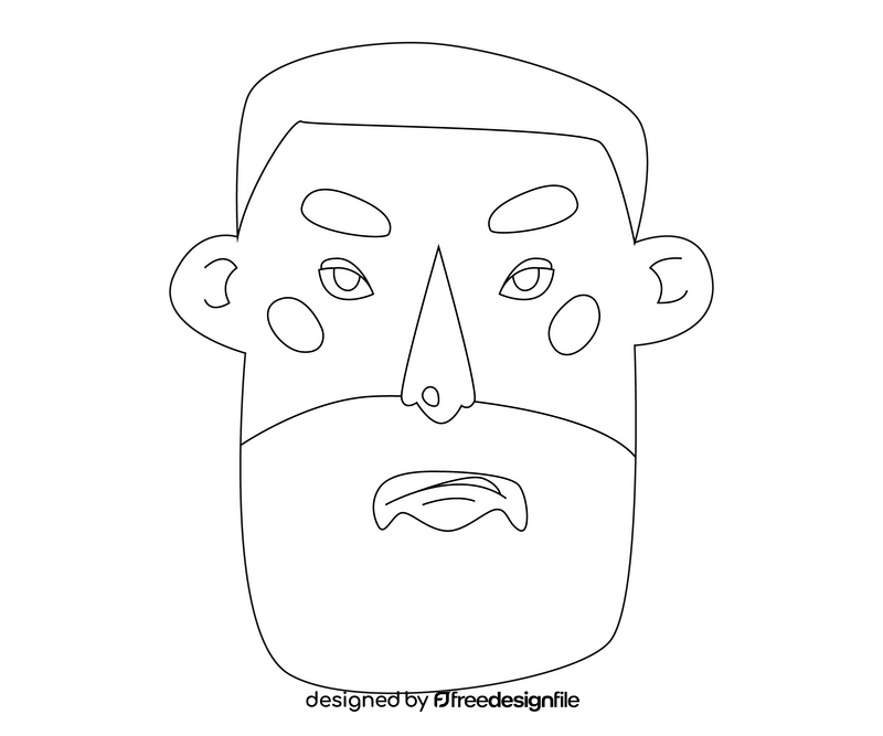 Man with beard avatar black and white clipart