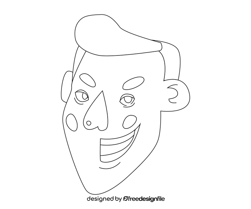 Happy man face black and white clipart