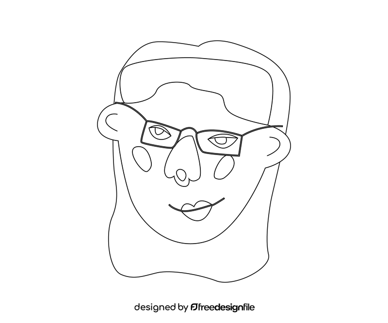 Women with glasses portrait black and white clipart