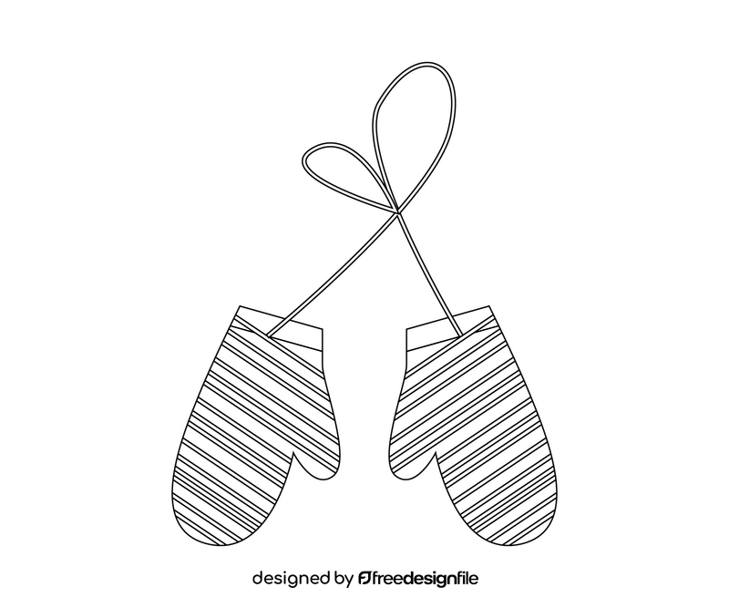 Winter mittens black and white clipart