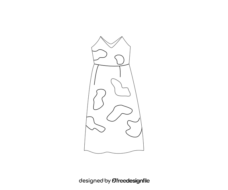 Sleeveless dress illustration black and white clipart