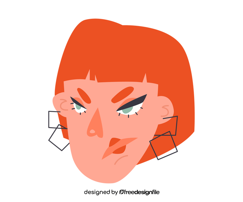 Angry female face clipart