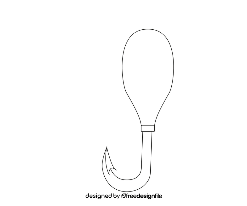 Fishing hook black and white clipart
