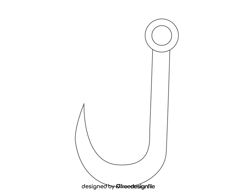 Fishing hook illustration black and white clipart