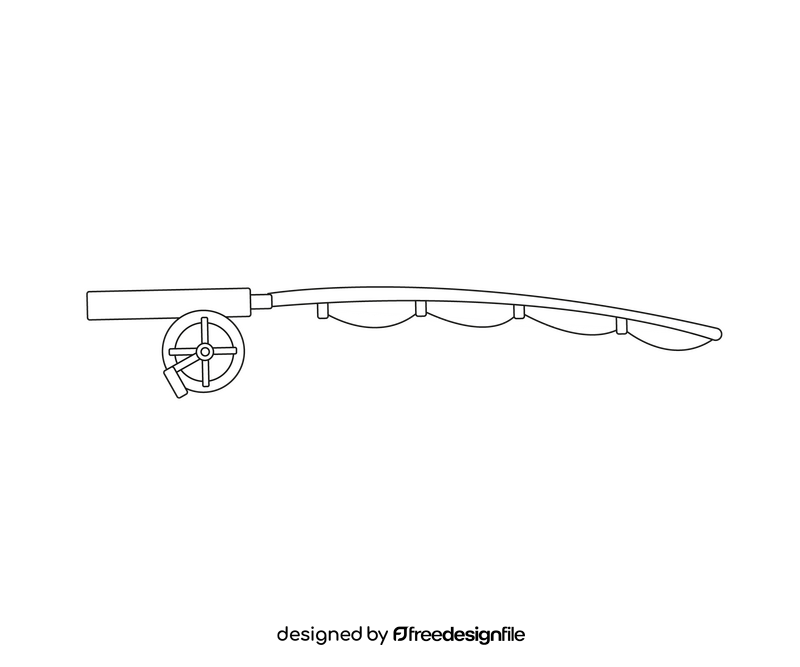 Fishing rod black and white clipart