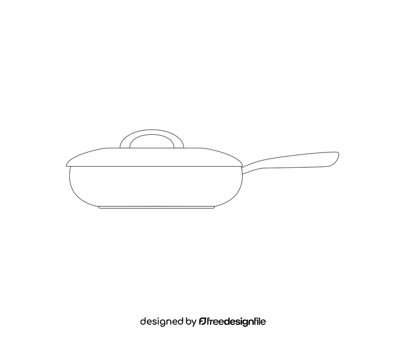 Frying pan cartoon black and white clipart