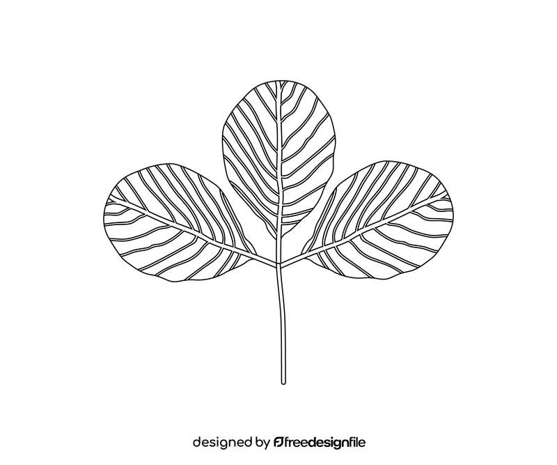 Cartoon green leaves black and white clipart
