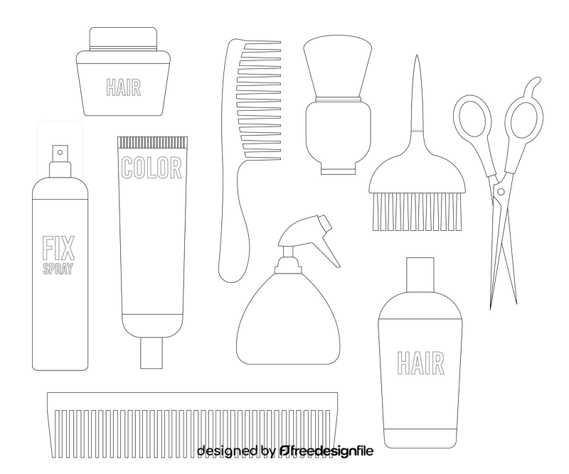 Hair salon, barbershop icons black and white vector