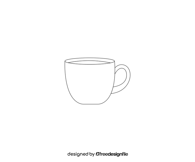 Cup drawing black and white clipart