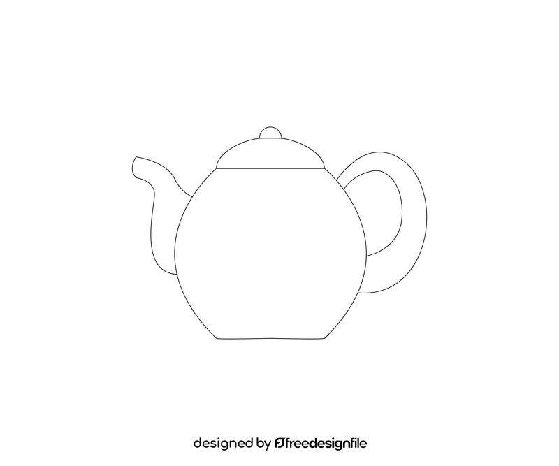 Teapot illustration black and white clipart