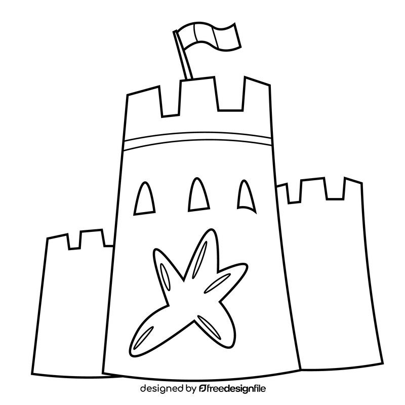 Starfish castle black and white clipart