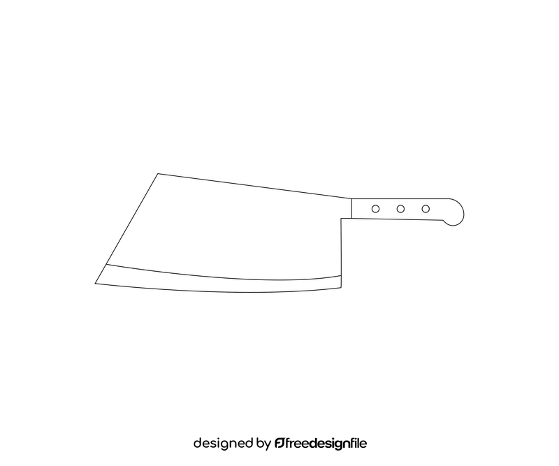 Cleaver, meat knife drawing black and white clipart