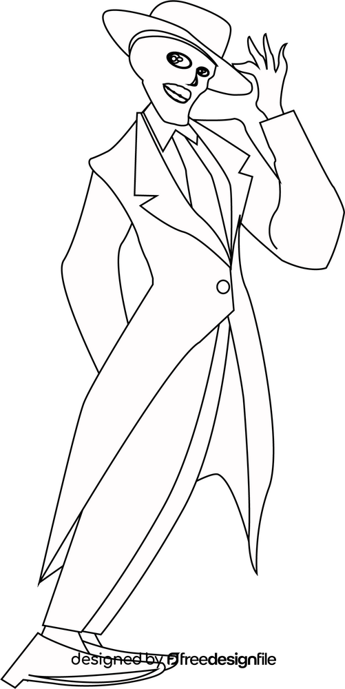 The mask drawing cartoon black and white clipart