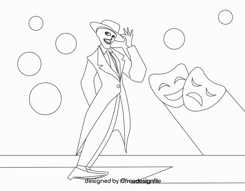 The mask drawing cartoon black and white vector