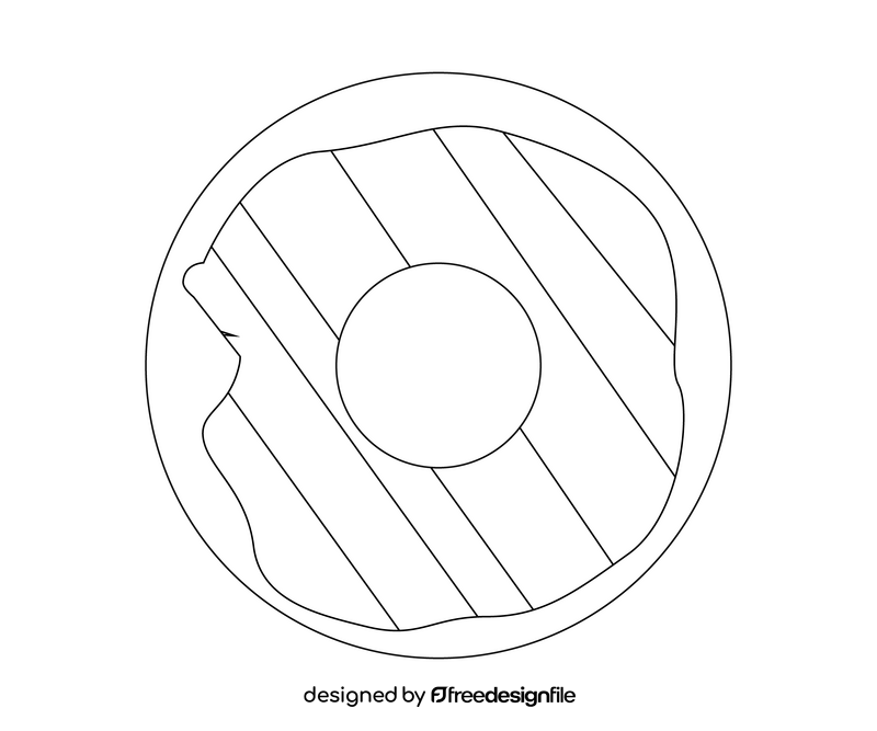 Rainbow donut illustration black and white clipart
