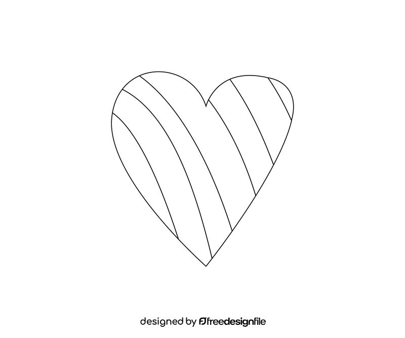 Rainbow heart free black and white clipart