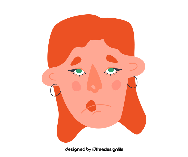 Red hair cute woman face clipart