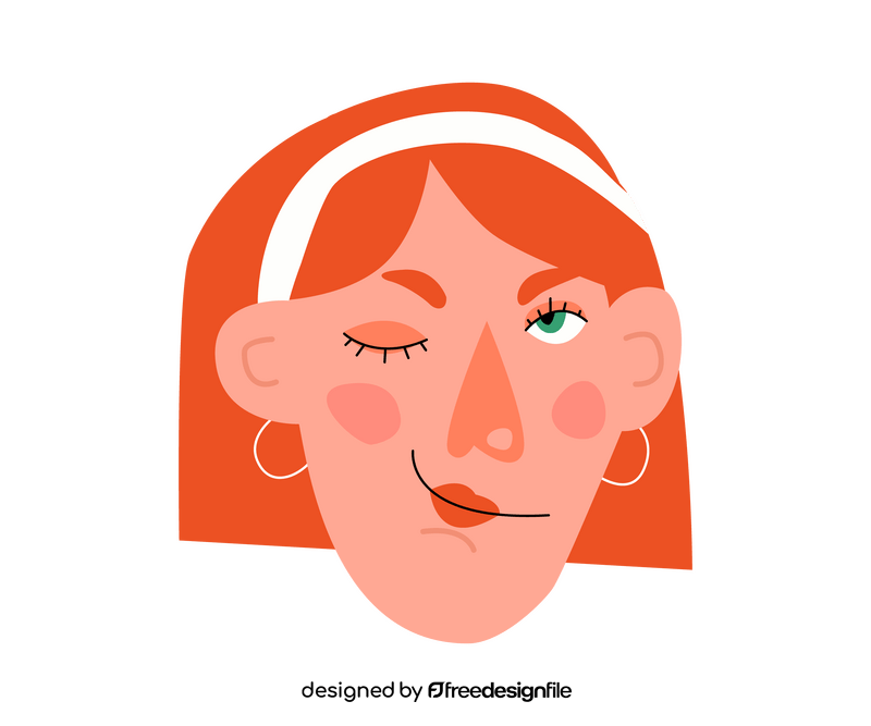 Cartoon short red hair girl face clipart