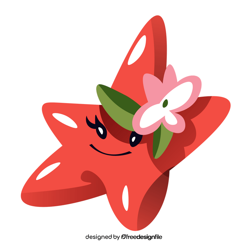 Starfish decorated with flower clipart