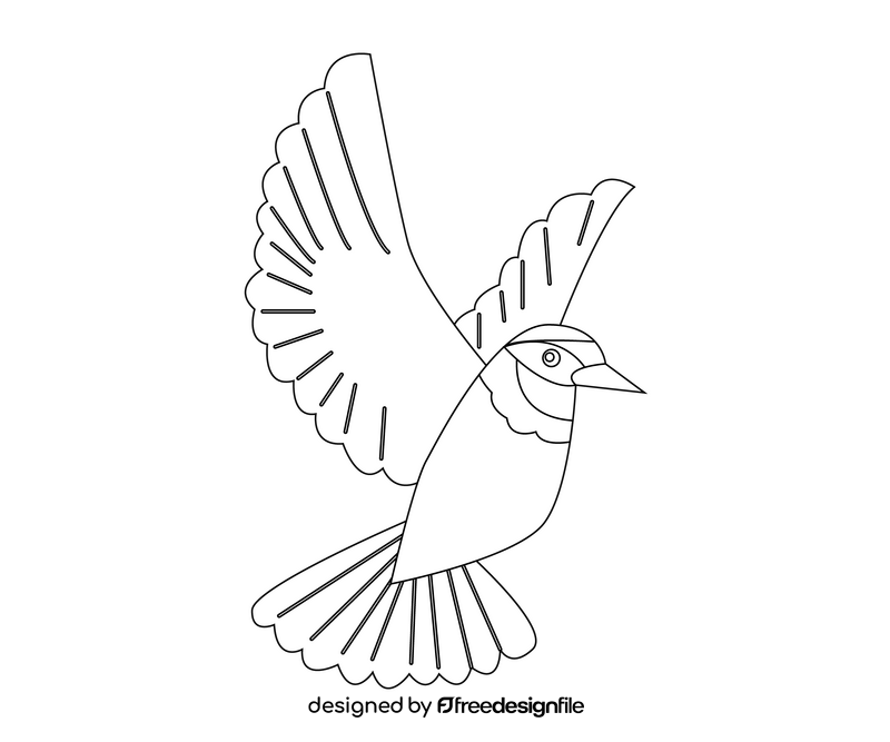 Flying bird black and white clipart