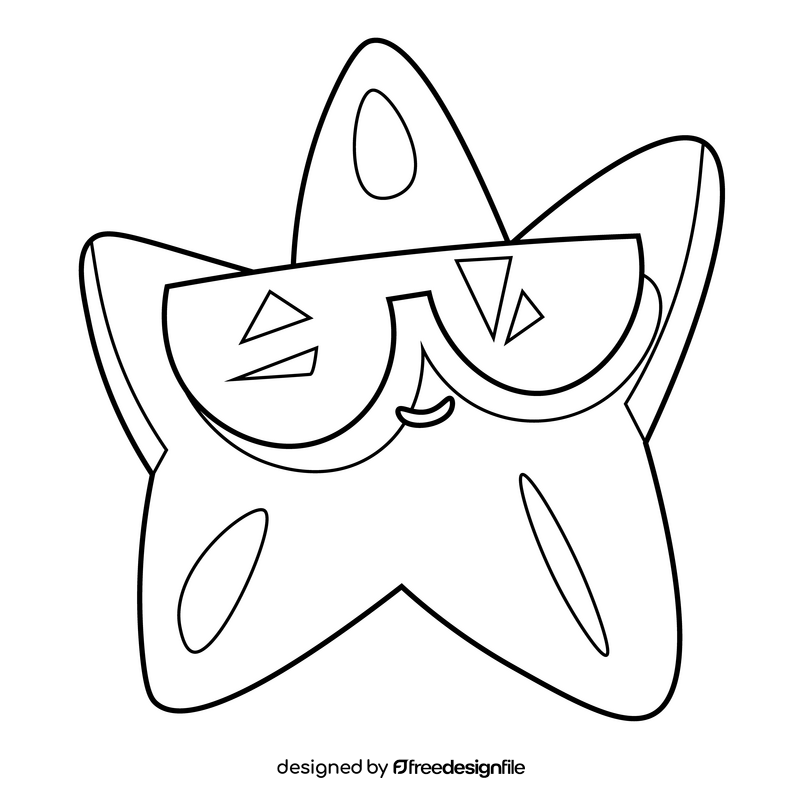 Cartoon starfish cool drawing black and white clipart