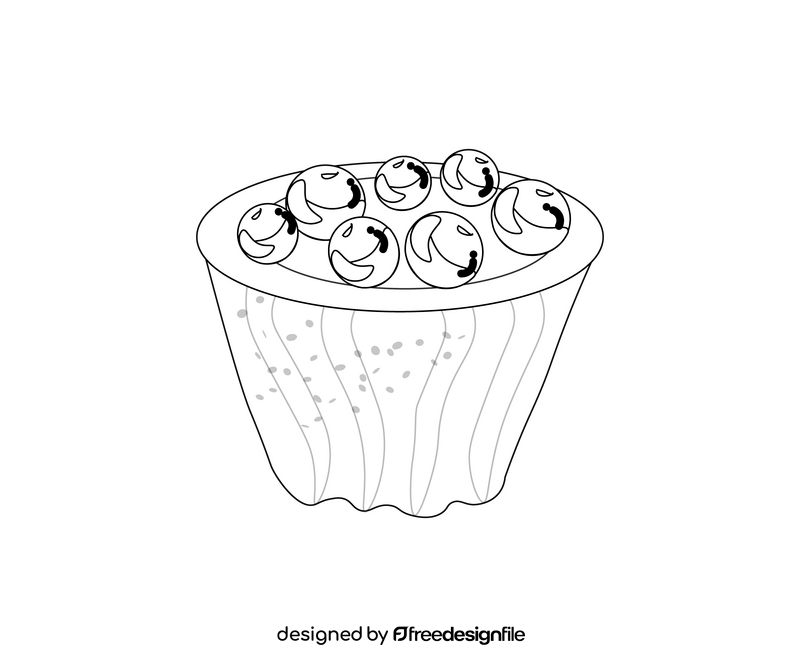 Blueberry muffin black and white clipart